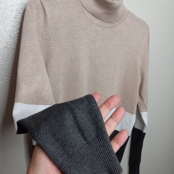CALVIN KLEIN color block turtleneck sweater size M - Picture 5 of 9